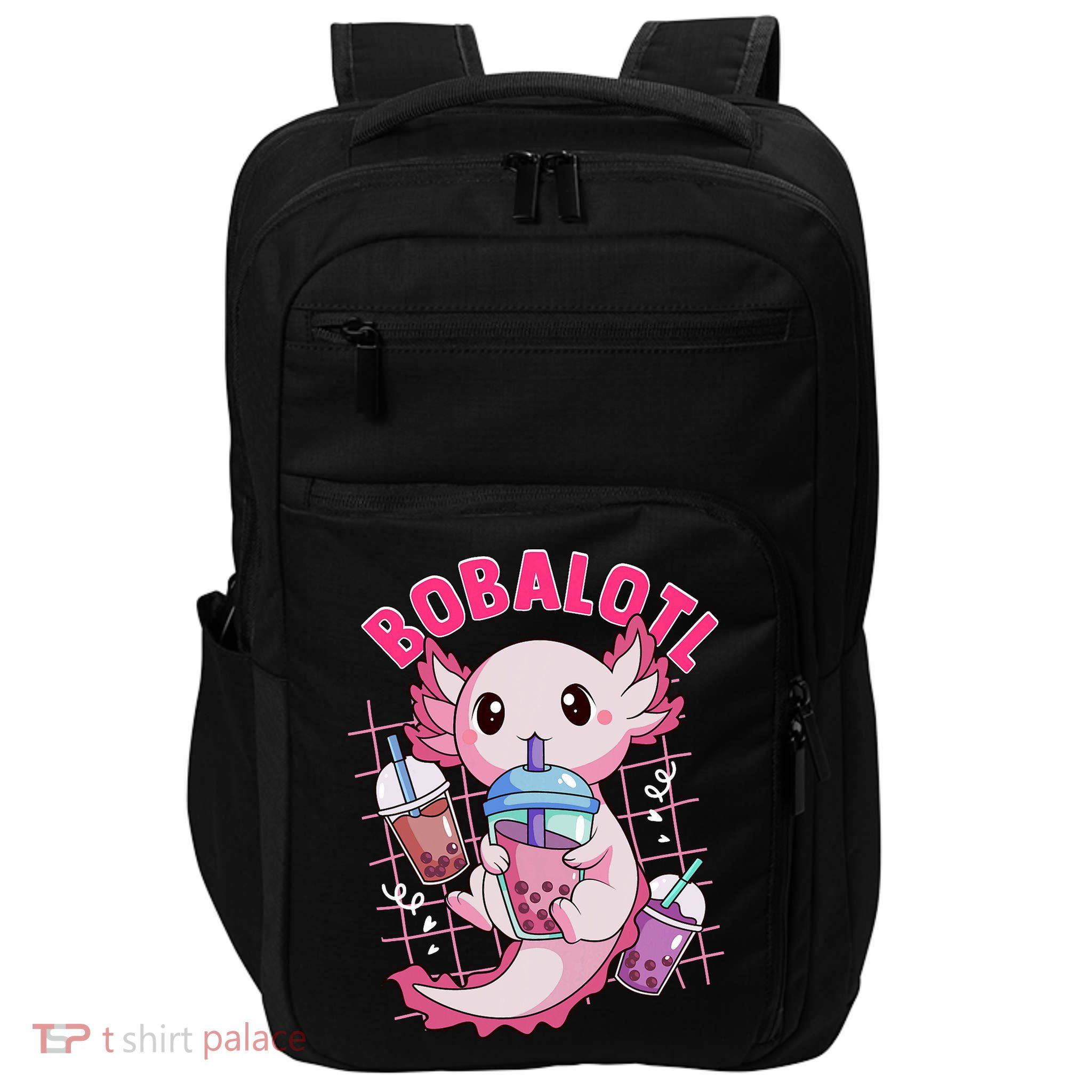 Bobalotl Kawaii Axolotl Drinking Boba Tea Pet Axolotl Lover  Impact Tech Backpack