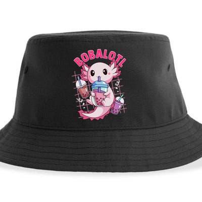 Bobalotl Kawaii Axolotl Drinking Boba Tea Pet Axolotl Lover  Sustainable Bucket Hat