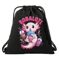 Bobalotl Kawaii Axolotl Drinking Boba Tea Pet Axolotl Lover  Drawstring Bag