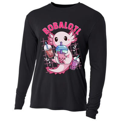 Bobalotl Kawaii Axolotl Drinking Boba Tea Pet Axolotl Lover  Cooling Performance Long Sleeve Crew