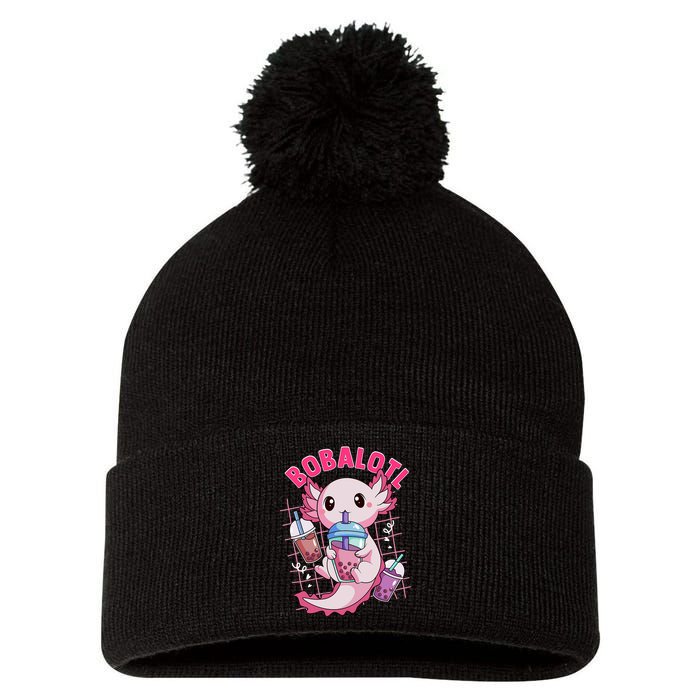 Bobalotl Kawaii Axolotl Drinking Boba Tea Pet Axolotl Lover  Pom Pom 12in Knit Beanie