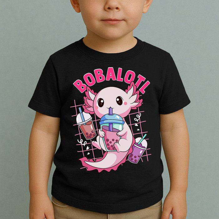 Bobalotl Kawaii Axolotl Drinking Boba Tea Pet Axolotl Lover  Toddler T-Shirt