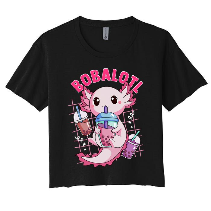 Bobalotl Kawaii Axolotl Drinking Boba Tea Pet Axolotl Lover  Crop Top