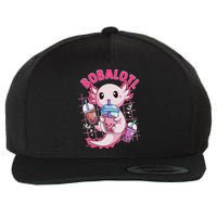Bobalotl Kawaii Axolotl Drinking Boba Tea Pet Axolotl Lover  Wool Snapback Cap