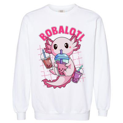 Bobalotl Kawaii Axolotl Drinking Boba Tea Pet Axolotl Lover  Garment-Dyed Sweatshirt