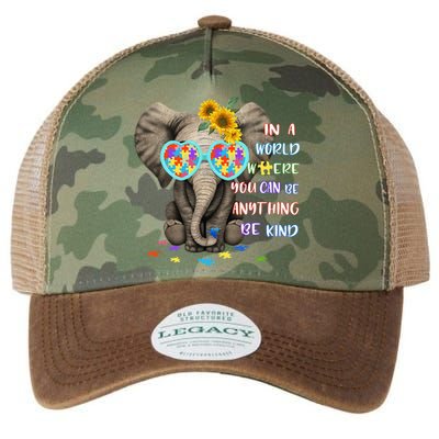 Be Kind Autism Awareness Elephant Autism Legacy Tie Dye Trucker Hat