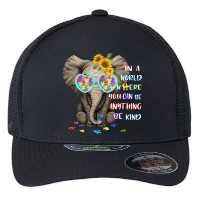 Be Kind Autism Awareness Elephant Autism Flexfit Unipanel Trucker Cap