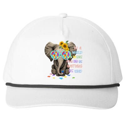 Be Kind Autism Awareness Elephant Autism Snapback Five-Panel Rope Hat