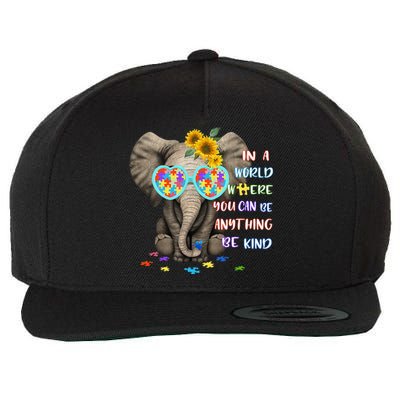 Be Kind Autism Awareness Elephant Autism Wool Snapback Cap