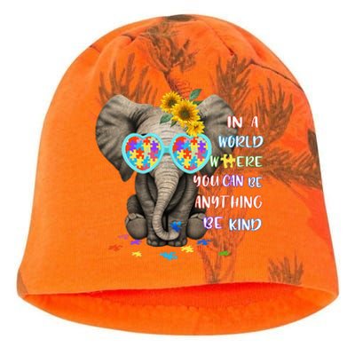 Be Kind Autism Awareness Elephant Autism Kati - Camo Knit Beanie