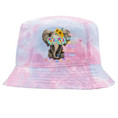 Be Kind Autism Awareness Elephant Autism Tie-Dyed Bucket Hat