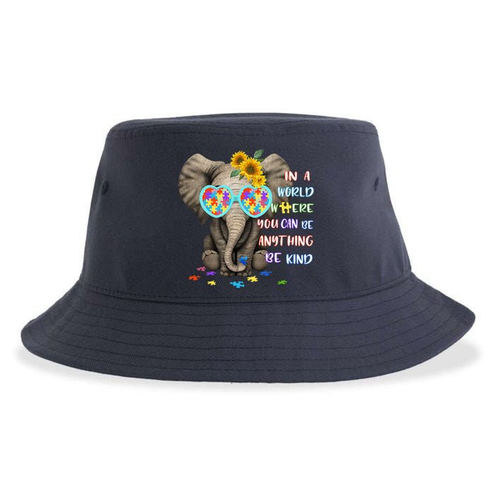 Be Kind Autism Awareness Elephant Autism Sustainable Bucket Hat