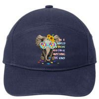 Be Kind Autism Awareness Elephant Autism 7-Panel Snapback Hat