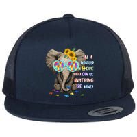 Be Kind Autism Awareness Elephant Autism Flat Bill Trucker Hat