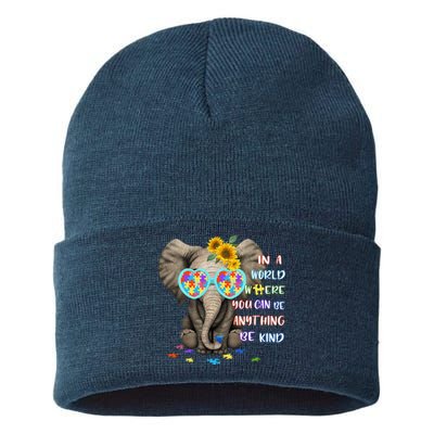 Be Kind Autism Awareness Elephant Autism Sustainable Knit Beanie