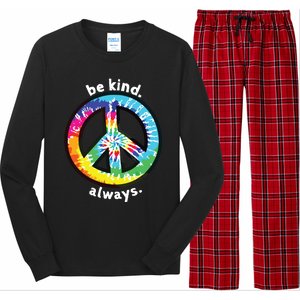 Be Kind Always Tie Dye Peace Sign Spread Kindness Long Sleeve Pajama Set