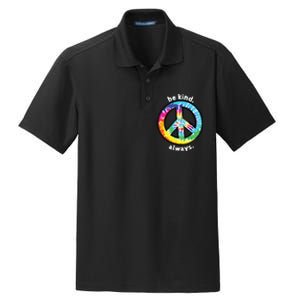 Be Kind Always Tie Dye Peace Sign Spread Kindness Dry Zone Grid Polo