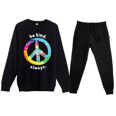 Be Kind Always Tie Dye Peace Sign Spread Kindness Premium Crewneck Sweatsuit Set