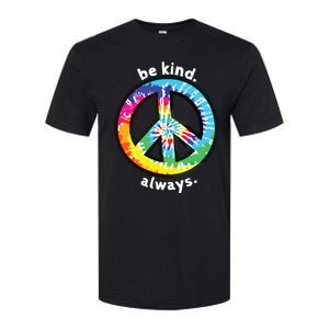 Be Kind Always Tie Dye Peace Sign Spread Kindness Softstyle CVC T-Shirt