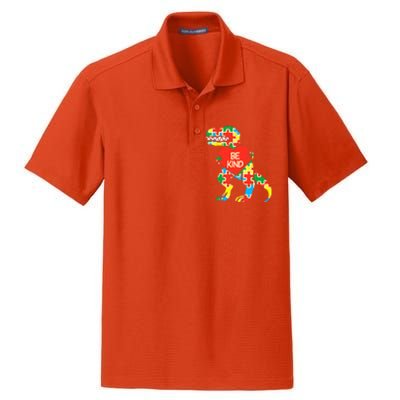 Be Kind Autism Awareness Dinosaur Boy Girl Toddlers Dry Zone Grid Polo