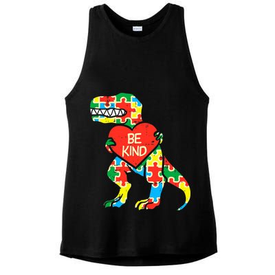 Be Kind Autism Awareness Dinosaur Boy Girl Toddlers Ladies PosiCharge Tri-Blend Wicking Tank