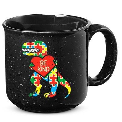 Be Kind Autism Awareness Dinosaur Boy Girl Toddlers 15oz Campfire Ceramic Mug