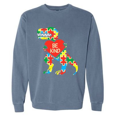 Be Kind Autism Awareness Dinosaur Boy Girl Toddlers Garment-Dyed Sweatshirt