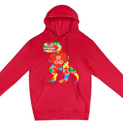 Be Kind Autism Awareness Dinosaur Boy Girl Toddlers Premium Pullover Hoodie