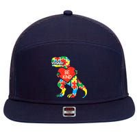 Be Kind Autism Awareness Dinosaur Boy Girl Toddlers 7 Panel Mesh Trucker Snapback Hat