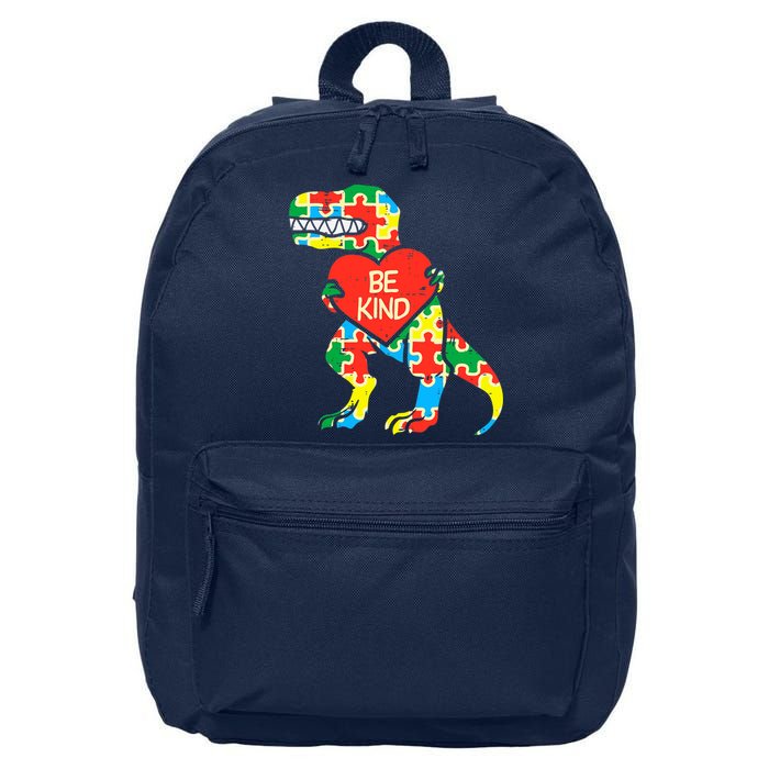Be Kind Autism Awareness Dinosaur Boy Girl Toddlers 16 in Basic Backpack