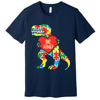 Be Kind Autism Awareness Dinosaur Boy Girl Toddlers Premium T-Shirt