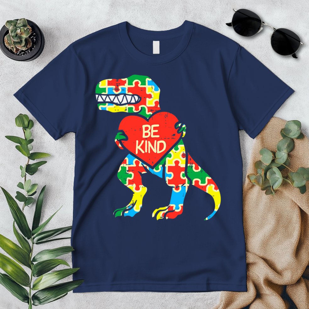 Be Kind Autism Awareness Dinosaur Boy Girl Toddlers Premium T-Shirt