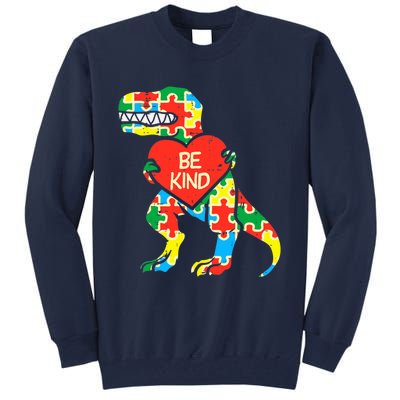 Be Kind Autism Awareness Dinosaur Boy Girl Toddlers Tall Sweatshirt