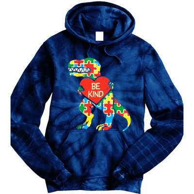 Be Kind Autism Awareness Dinosaur Boy Girl Toddlers Tie Dye Hoodie