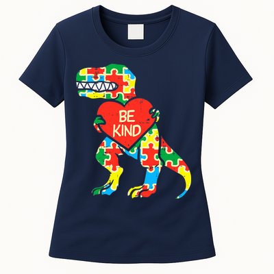 Be Kind Autism Awareness Dinosaur Boy Girl Toddlers Womens T-Shirt