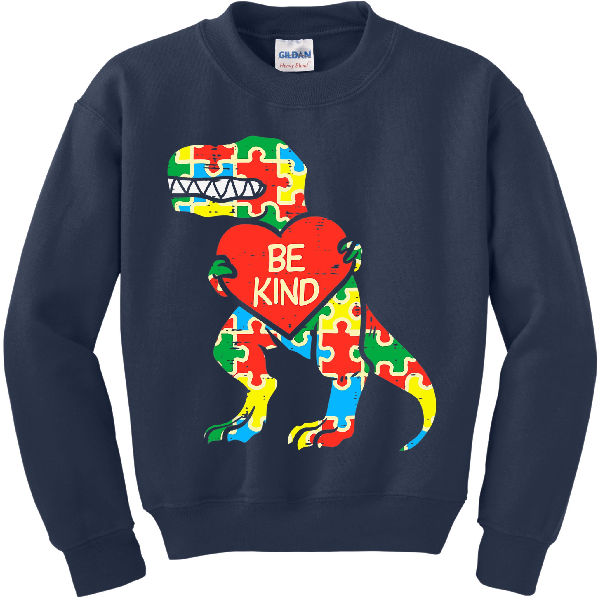 Be Kind Autism Awareness Dinosaur Boy Girl Toddlers Kids Sweatshirt