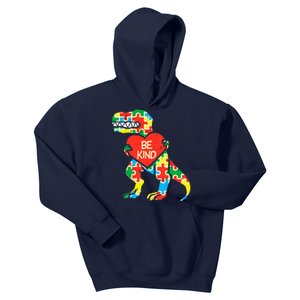 Be Kind Autism Awareness Dinosaur Boy Girl Toddlers Kids Hoodie