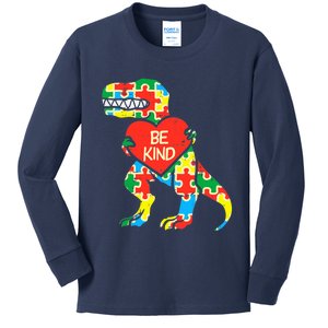 Be Kind Autism Awareness Dinosaur Boy Girl Toddlers Kids Long Sleeve Shirt