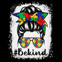 Be Kind Autism Awareness Messy Bun Hair Doggie Tank