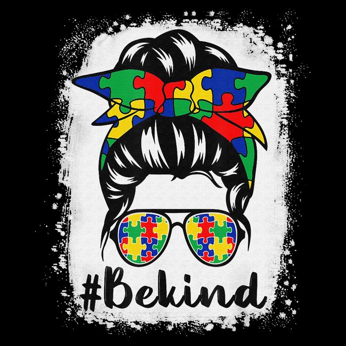 Be Kind Autism Awareness Messy Bun Hair Doggie Tank