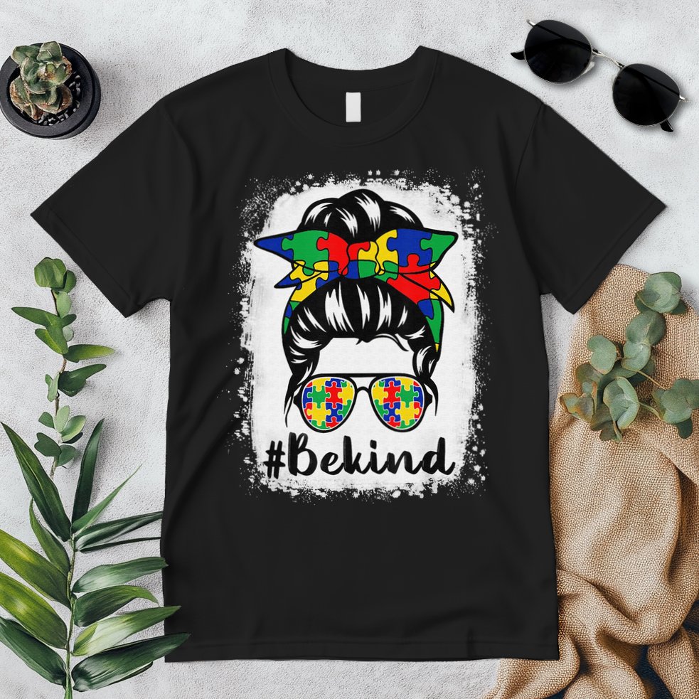 Be Kind Autism Awareness Messy Bun Hair Premium T-Shirt