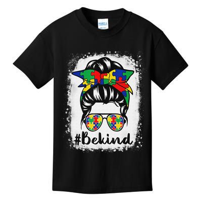 Be Kind Autism Awareness Messy Bun Hair Kids T-Shirt