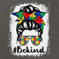 Be Kind Autism Awareness Messy Bun Hair Cotton Canvas Backpack