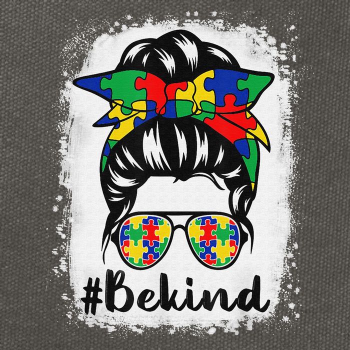 Be Kind Autism Awareness Messy Bun Hair Cotton Canvas Backpack