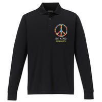 Be Kind Always Kindness Tie Dye Peace Sign Vintage Retro Performance Long Sleeve Polo