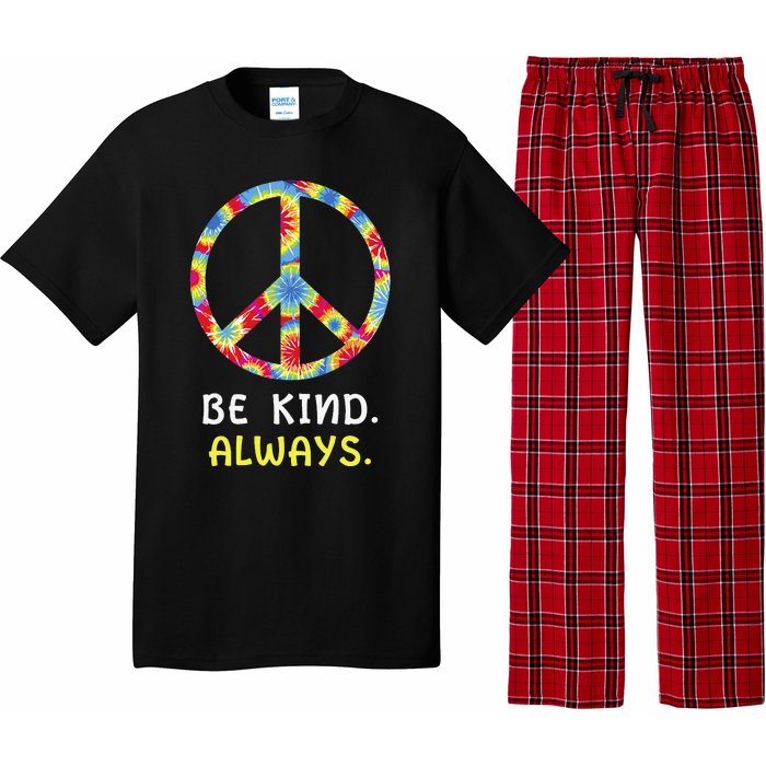 Be Kind Always Kindness Tie Dye Peace Sign Vintage Retro Pajama Set