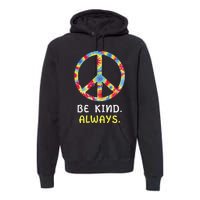 Be Kind Always Kindness Tie Dye Peace Sign Vintage Retro Premium Hoodie