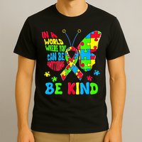 Be Kind Autism Awareness Kindness Puzzle Ribbon Butterfly T-Shirt