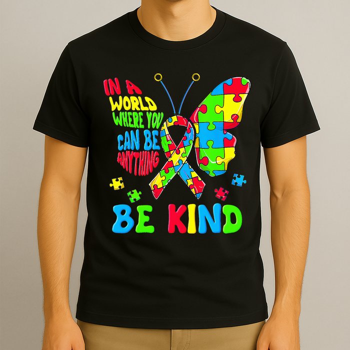 Be Kind Autism Awareness Kindness Puzzle Ribbon Butterfly T-Shirt