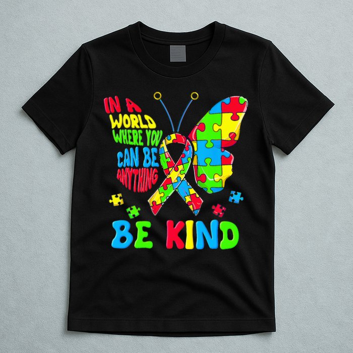 Be Kind Autism Awareness Kindness Puzzle Ribbon Butterfly T-Shirt